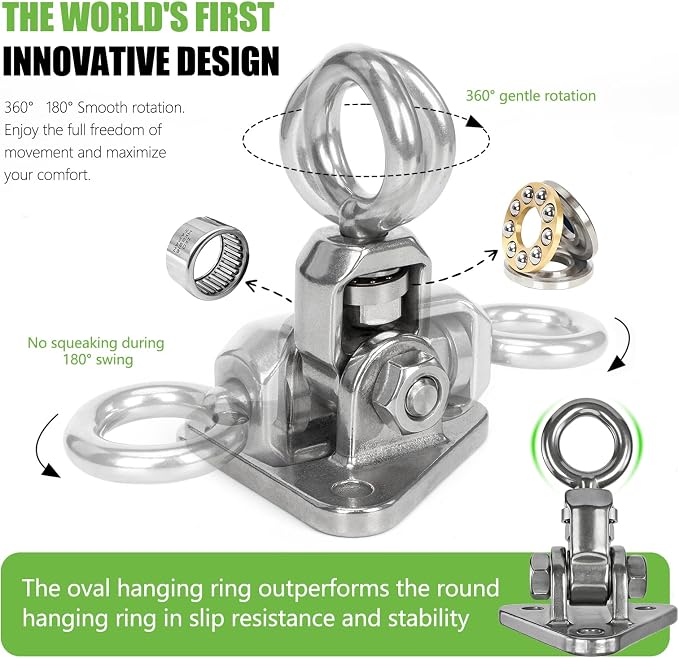 Heavy Duty Swing Hangers Kit, Hanging Snap Hooks Screws Bolt, Swing Set Bracket for Playground Porch Patio Yoga Seat Indoor Outdoor Ceiling Mount
