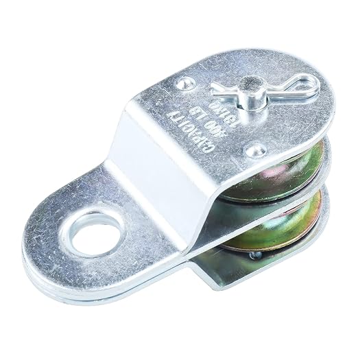 Fixed Double Pulleys, Double Groove Cable Fixed Pulley Block, Double Pulley Block Wheel, Double Pulley Roller, Loading 400 LBS Each, Iron with Zinc Plated (4, 1-1/2 Inch)