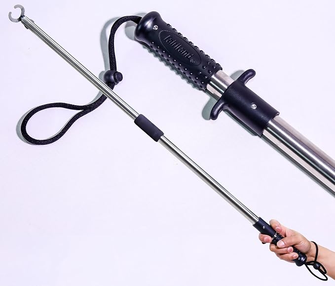 Heavy-Duty Fish Gripper – Extra-Long Stainless Steel Grabber with Non-Slip Handle, Wrist Lanyard & Storage Bag for Secure Fish Handling in Freshwater & Saltwater