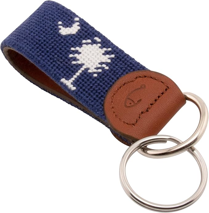 Leather Hand-Stitched Needlepoint Key Fob or Key Chain