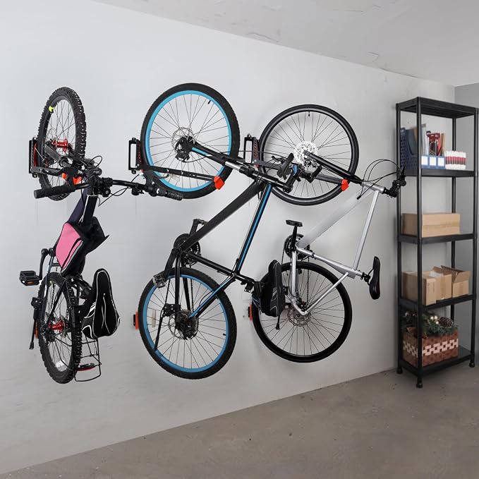 Swivel Bike Rack Wall Mount, 2 PCS Bike Hanger Wall Mount, Vertical Bike Rack, Sturdy Bike Storage Hook, No Heavy Lifting Required Indoor Hanging Bike Organizr