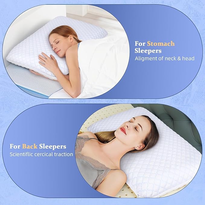 SofGlowly Thin Flat Pillow for Sleeping – 3.25" Ultra Slim Cooling Memory Foam Pillow for Stomach & Back Sleepers, Low Profile Neck Alignment Design with Soft Washable Cover,Supportive & Comfortable