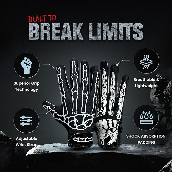 Football Gloves – Super Sticky Receiver Gloves to Boost Grip & Performance for Games & Training – Adult & Youth Sizes