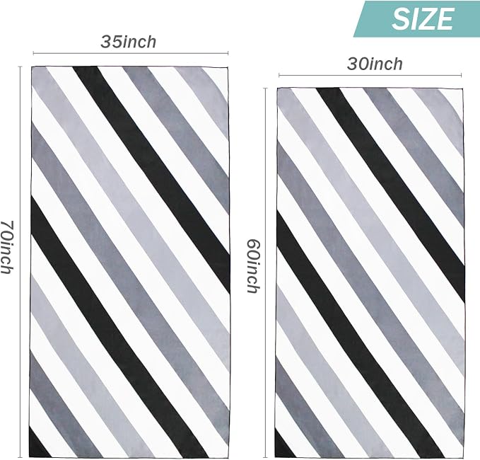 Whale Flotilla 6 Pack Quick Dry Beach Towels Oversized (35"x70"), Microfiber Sand-Free Beach Towel Set, Extra Large Compact Pool Travel Accessories, Navy/Black/Summer/Aqua/Blue/Purple