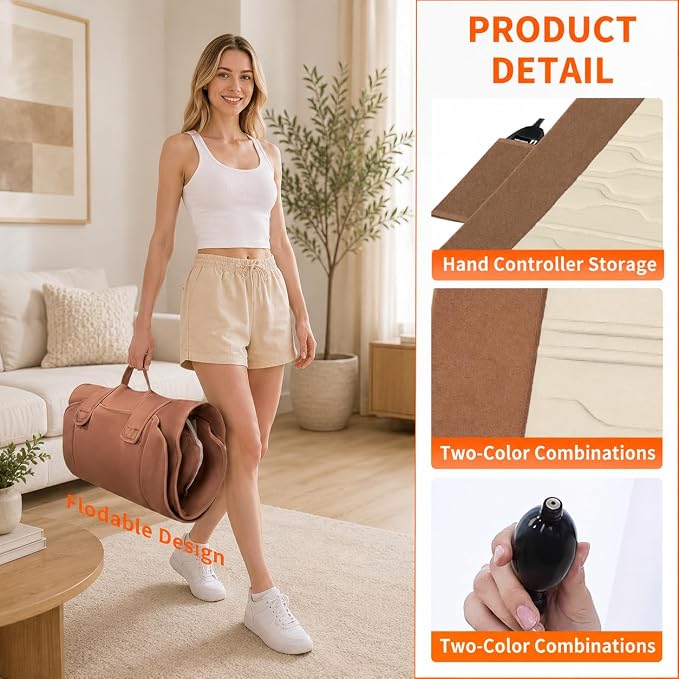 Full Body Massage Mat with Heat, Back Massager for Pain Relief Deep Tissue, Back Massage Pad with Lumbar Support Traction Device, 10 Vibration Motors & 5 Massage Modes, 2 Heating Pads for Back