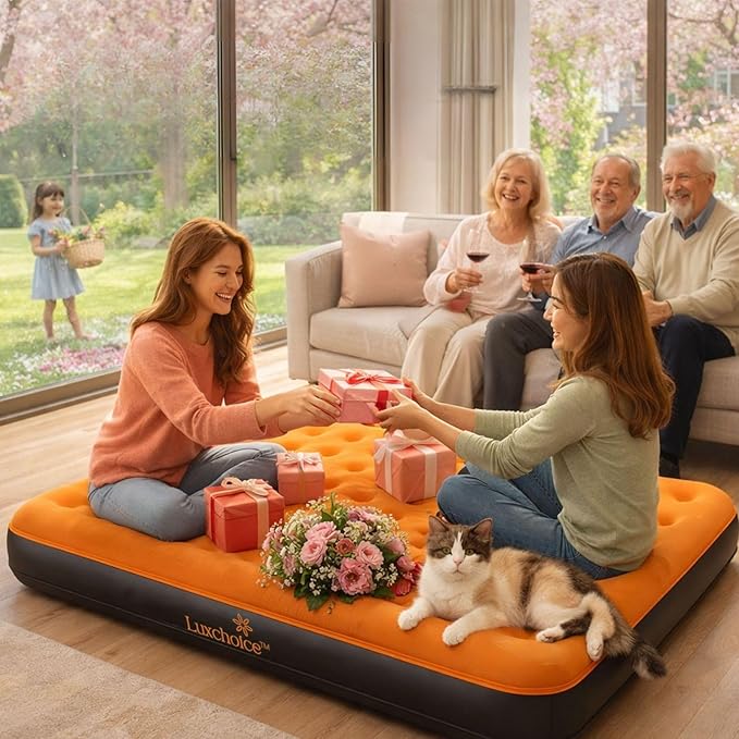 Luxchoice Air Mattress Twin with Built-in Rechargeable Pump 9'' Camping Inflatable Mattress Portable Blow up Air Bed for Tent Travel Guests Home & Outdoors
