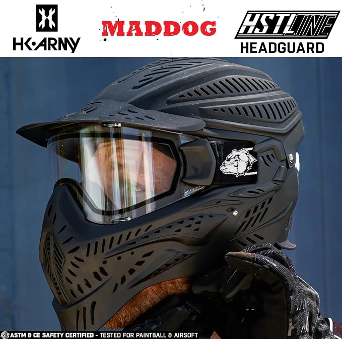 Maddog HK Army HSTL Paintball Airsoft Mask Goggle System | Replaceable Thermal Dual-Pane Anti Fog Lens | Adjustable Full-Face Safety Certified Protection