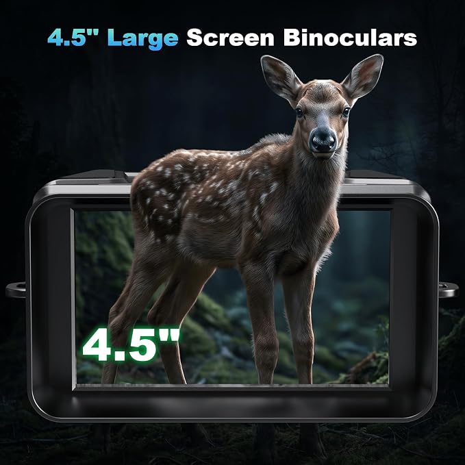 4K Night Vision Binoculars, 4.5'' HD Screen Night Vision Goggles Rechargeable 4000mAh with 7-Level IR & 8X Zoom for Camping Outdoor Exploration, Includes 32GB Card for Adults Wildlife