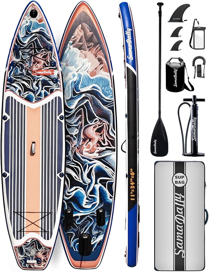 Inflatable Stand Up Paddle Board - Ultra Stable Wide Paddle Boards of All Skill Levels, Full-Color Gradient Design, Anti-Slip EVA Deck with Premium Accessories