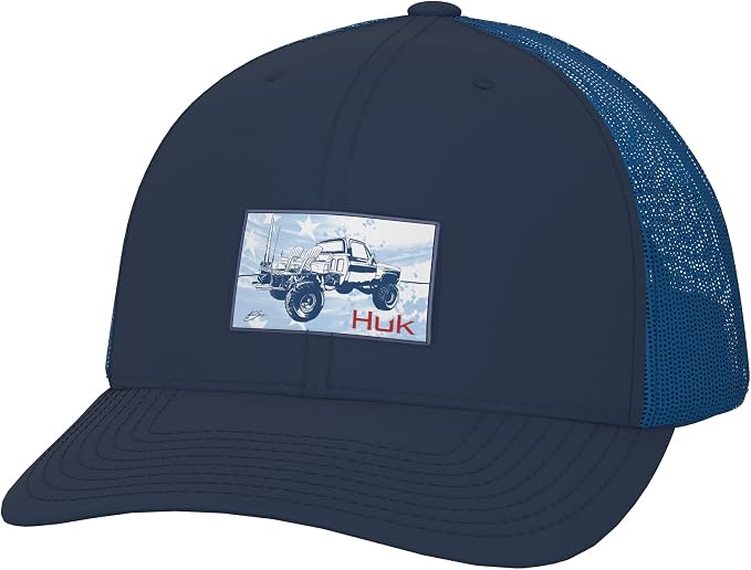 HUK Men's Mesh Trucker Snapback Hat | Anti-Glare Fishing Hat