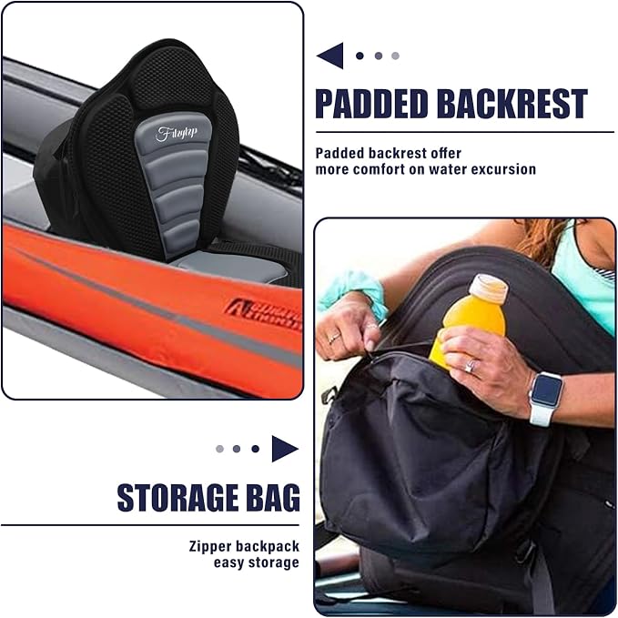 Thickened Kayak Seats - Premium Shockproof Seats with Back Support for Kayaking, Canoeing, Fishing, Paddle Boarding - Comfort, Versatility and Extra Storage