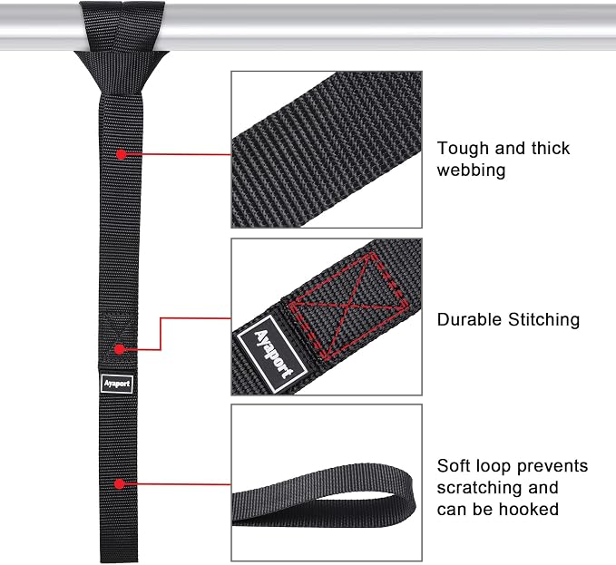 Ayaport Soft Loop Tie Down Straps 18 inches - Black 4500lbs Break Strength Loops for Securing ATV, UTV, Motorcycles, Scooters, Dirt Bikes…