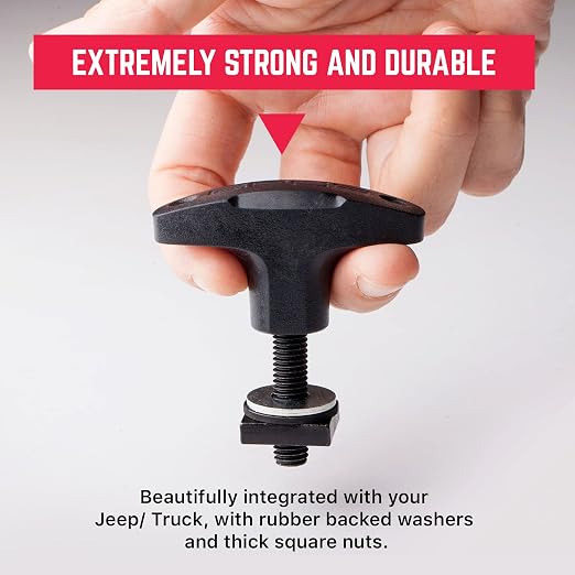 GPCA - Quick-Release Tie Down Anchor/T–Handle M8 25mm with Screw Nuts for Fast Jeep Top Removal Lift, Truck Tie Downs, Jeep Wrangler Accessories for JL, 4xe, JK, YJ and More, Patented, 6 Packs