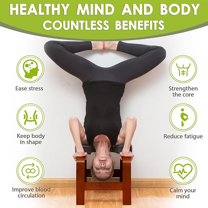 BODY RHYTHM Yoga Headstand Bench, Yoga Inversion Chair, Headstand Trainer for Relieve Stress, Improve Sleep & Digestion and Strength Training, Ideal for Home Workout, Fitness and Gym