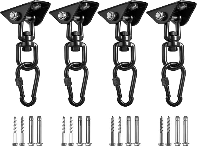 Yose Porch Swing Hanging Kit Heavy Duty 1000lbs Stainless Steel, Easy to Install Swing Hardware with Ceiling Hooks and Hammock Hooks, Complete Swing Set Accessories for Indoor Outdoor Patio Garage