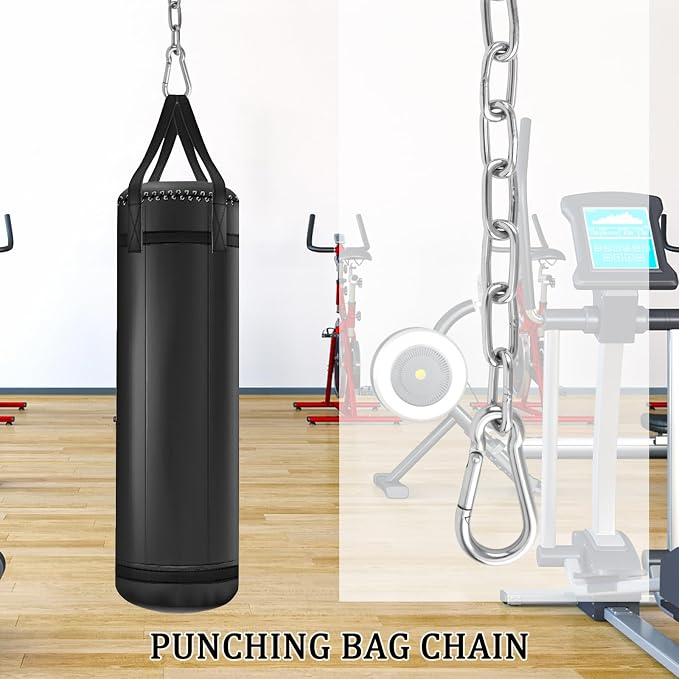 2 Pack 44in Hanging Chair Chain with 4 Carabiners, 500LB Capacity Hanging Kits Heavy Duty Hanging Chair Hardware for Hammock Swing Punching Bags Sandbag Indoor Outdoor Yoga Gym (44in, Silver)