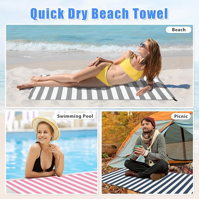 Sfee 2 in 1 Microfiber Beach Towel, Quick Dry Towel Camping Towel Travel Towel Super Absorbent Compact Lightweight Sports Gym Towels Set for Beach, Gym, Hiking, Pool, Backpacking, Bath, Yoga