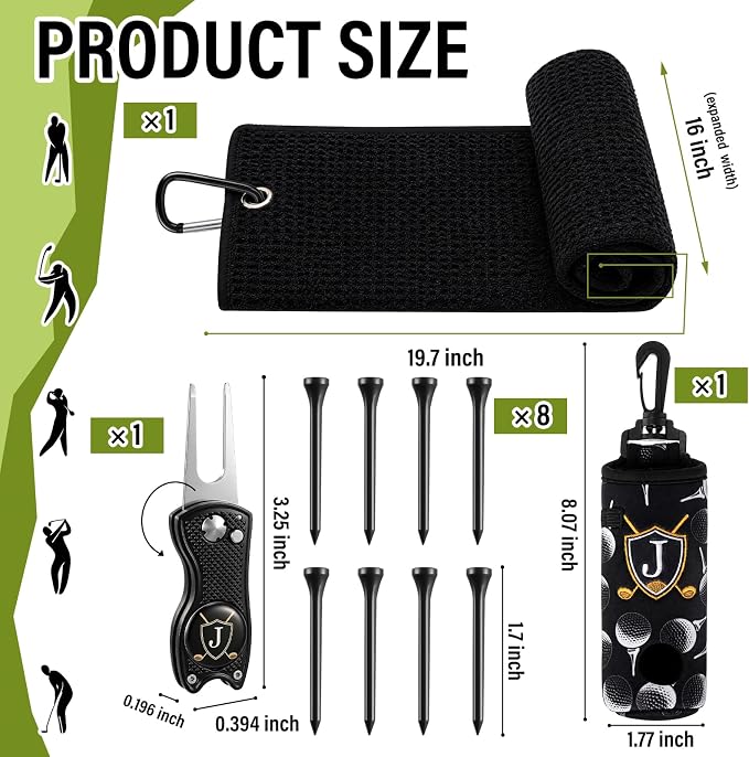 Liliful 12 Pcs Golf Accessories Kit, Include Golf Ball Bag with Hook Towel Tees Magnetic Ball Marker Divot Tool Cleaner Brush for Women Man Gifts