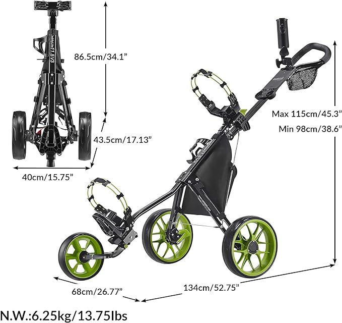 Caddytek Golf CaddyLite 11.5 V3 Superlite Deluxe Push Cart
