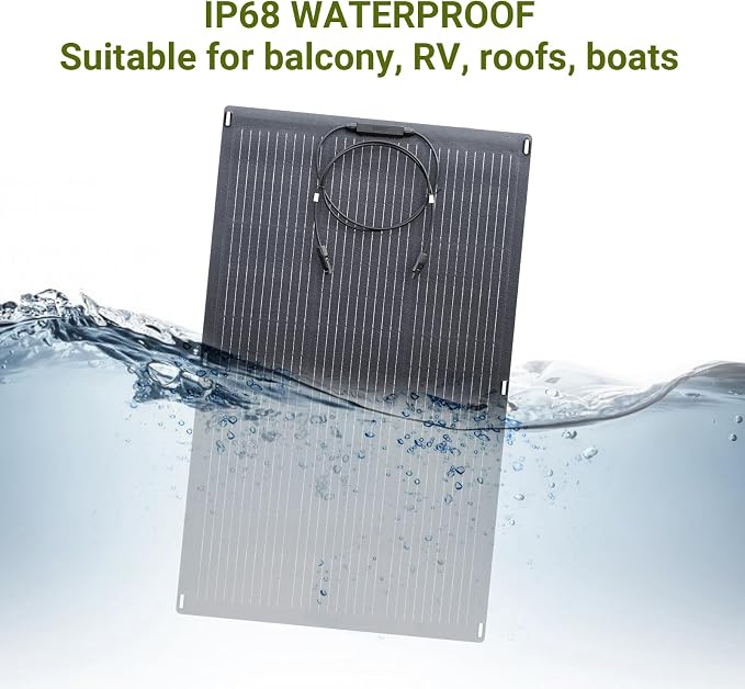 ALLPOWERS SF100 100W Flexible Solar Panel, Ultra-Thin 3mm Bendable Monocrystalline Solar Charger, 25% Efficiency IP68 Waterproof for RV Roof, Camping, Marine Use