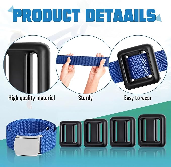 Tellegloww 4 Pcs Dive Weights Belt for Scuba Diving Coated Dive Weights Nylon Dive Belt with Metal Quick Release Buckle for Free Diving Spear Fishing