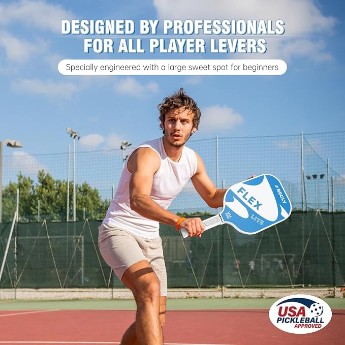Recly Pickleball Paddles, Carbon Fiber Pickleball Paddle with UV Printed Finish & Sure-Grip Elongated Handle 14MM,USAPA Approved for Beginner and Professional Players