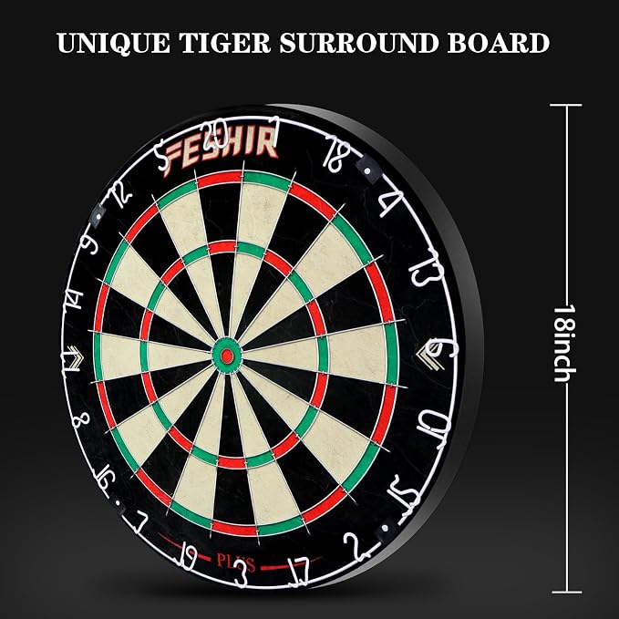 Dart Board,Sisal Dart Board Set for Adults,Bristle Steel Tip Dartboard,Professional 18" Steel Tip Outdoor Dartboard Set,Professional Dart Board Set with 6 Darts Metal Tip