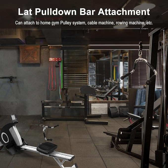 LAT Pull Down Bar Attachment: LAT Pulldown Tricep Bar for Strength Training - Multi-Exerciser Cable Machine Attachment Bar