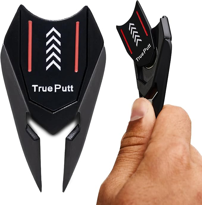 Ghost Golf Divot Tool - 5-in-1 Divot Repair Tool & Ball Marker Alignment Aid - Fix Pitch Marks on The Green - Club Rest & Groove Cleaner - Golf Equipment for Men & Women
