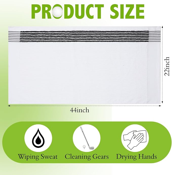 Buryeah Golf Towel 22 x 44 Inch Cotton Golf Caddy Towel Camping Large for Caddies Golfers Tour Players Club with Stripe