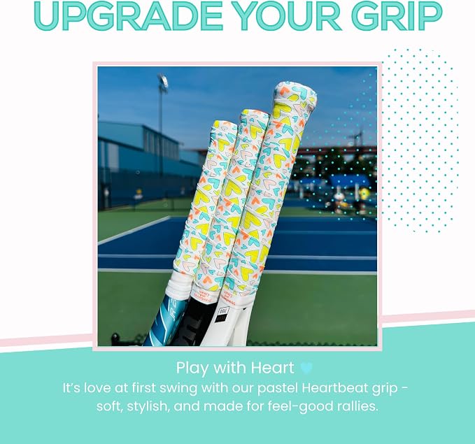 Tennis Tape & Dampener Set - 2 Tacky 45” Long x 0.98” Wide Racket Handle Overgrips & 1 Matching Ping Dampener