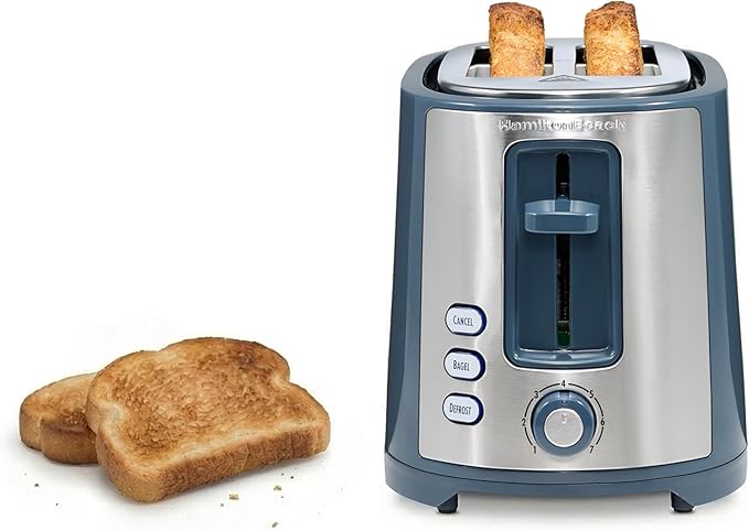 Hamilton Beach 2 Slice Extra Wide Slot Toaster with Bagel & Defrost Settings, Shade Selector with 7 Browning Levels, Toast Boost, Auto Shutoff, Kitchen Makeover Blue (22634)