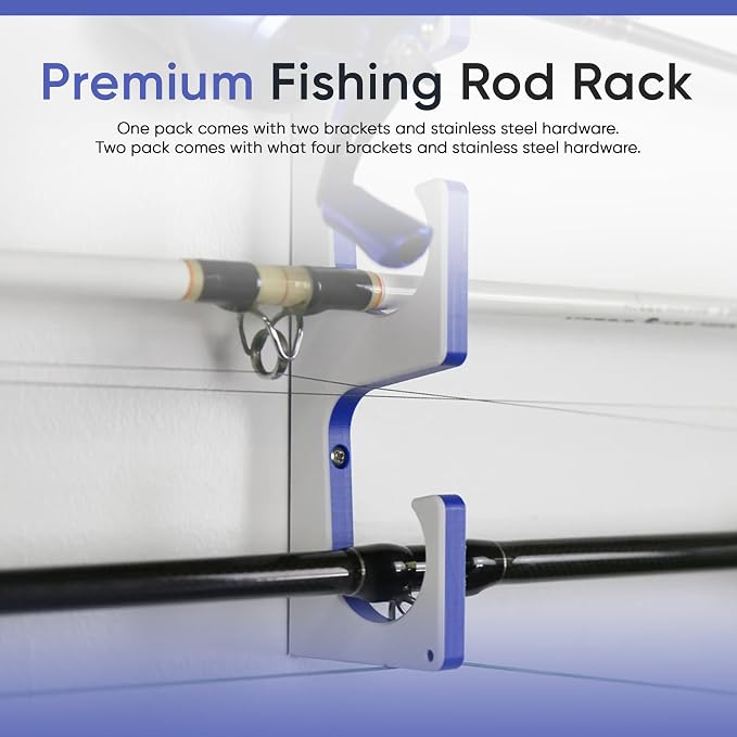 TRAPSKI Made in the USA Premium Fishing Rod/Pole Holder Rack Organizer | Wall or Boat Mounting Fishing Rod Rack | Marine Grade HDPE Plastic | Pole Holder for up to 6 Rods | Stackable - 2 Pack