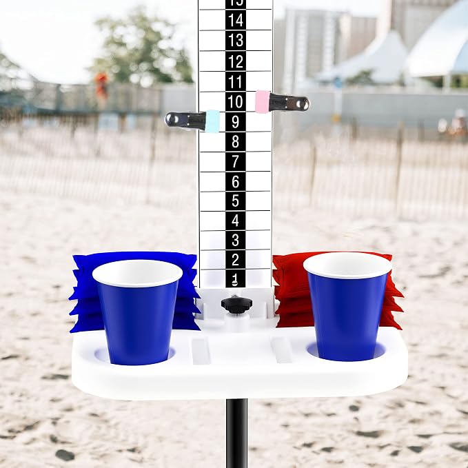 Cornhole Scoreboard 4 Sets Cornhole Score Keeper with Dri-nk Holder Corn Hole Game Accessories for Outside, Yard Game