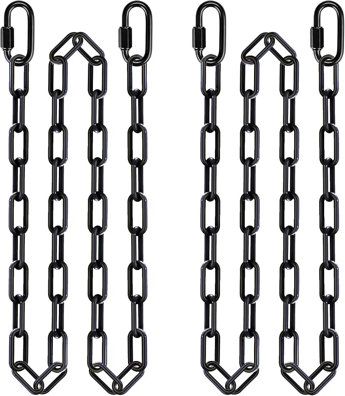 BeneLabel 2Pcs 100" (8.3ft) Swing Chain with Hooks 1000 LBs Capacity Black Coated Hanging Chains Porch Swing Chains for Hammock Chairs, Hanging Chair, Swingset, Heavy Bags