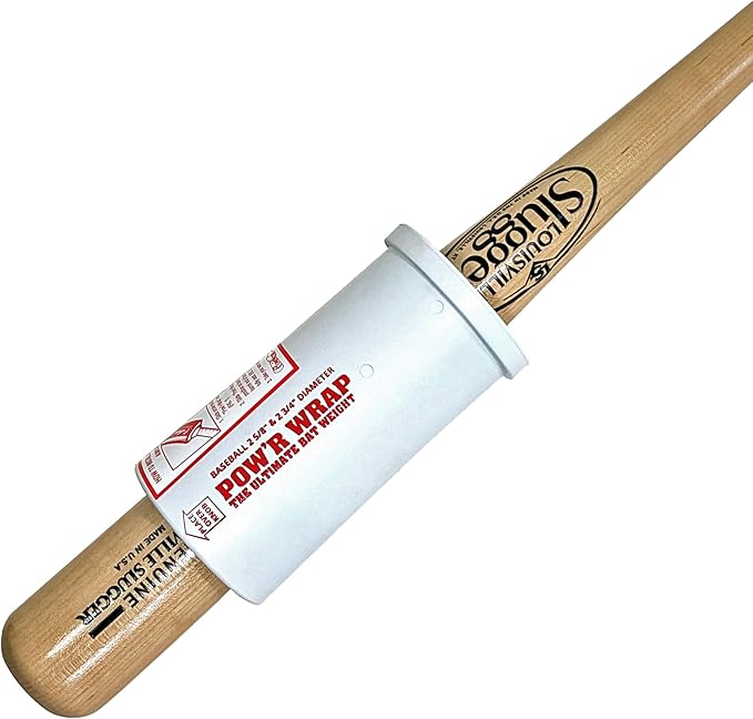 Pow’r Wrap Bat Weight for Baseball, 24-Ounce White Polycarbonate Baseball Bat Weight Sleeve for Big Barrel, BBCOR, Adult, and Wood Bats