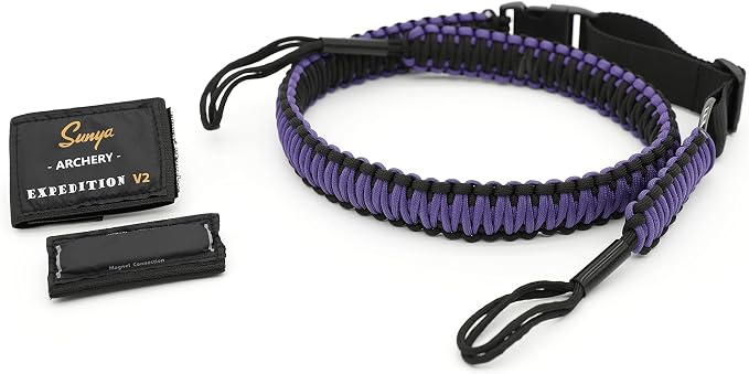 SUNYA Paracord Compound Bow Sling with V2 Upgraded Magnetic Connection System. Lightweight Hands Free Shoulder Carrying Sling for Bow Hunting, Field Archery and 3D