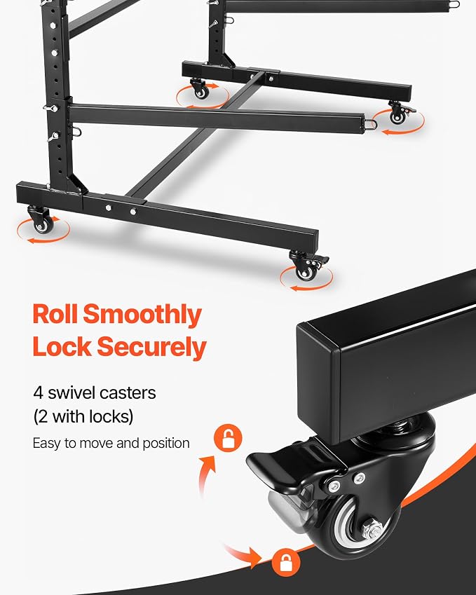 VEVOR Kayak Storage Rack, Heavy Duty Adjustable Freestanding Stand with Lockable Wheels for Indoor Outdoor Garage Shed Dock, Holder for Canoe, SUP, Surfboard & Paddleboard