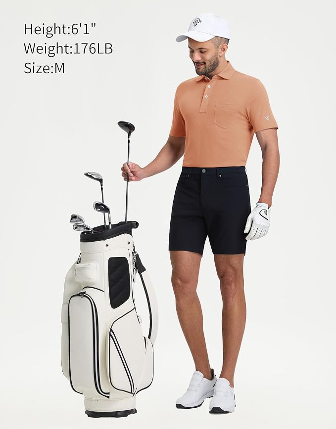 M MAELREG Mens Golf Shirts Short Sleeve Lightweight Soft Cotton Blend with Pocket Summer Casual Daily Wear