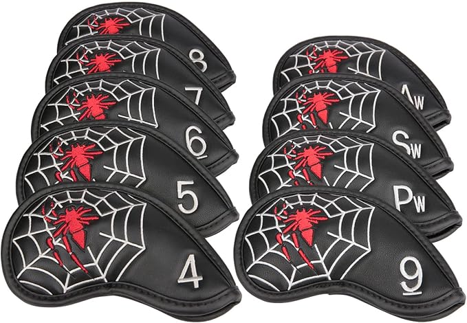 Spider Embroidery Black Golf Club Driver/Fairway Wood/Hybrid/Iron Head Cover