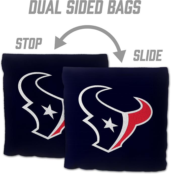 YouTheFan Officially-licensed NFL Set of 8 Cornhole Bags - All Weather Dual Sided Slide & Stop - regulation size