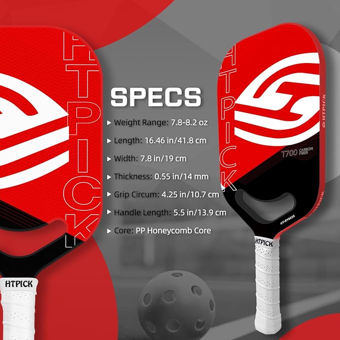Pickleball Paddles | T700 Carbon Fiber Pickleball Paddle with Aero Throat | Hot-Press Moulding | 16mm Polymer Core | Specifically Engineered for Swing Speed and Manoeuvrability