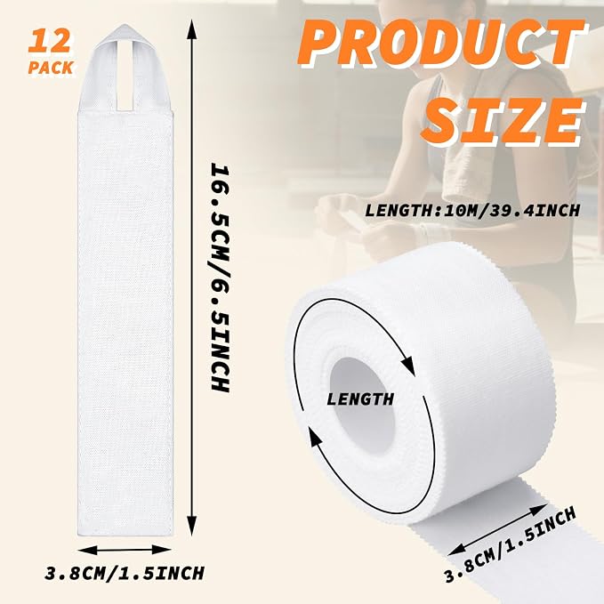 12 Pcs Gymnastics Tape Grips and 1 Roll Athletic Tape for Gymnastics Bars Reusable Athletic Grips Strong Support Wrist Ankle Knee Guards Protector Sport Training Accessories