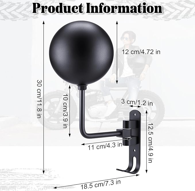 Shimeyao Motorcycle Helmet Holder Wall Mount 180° Rotation Helmet Hanger – Metal Helmets Rack with Hooks for Coat, Cap, Jacket, Glove, Motorcycle Bike Racing Outerwear Sports Gear Accessories