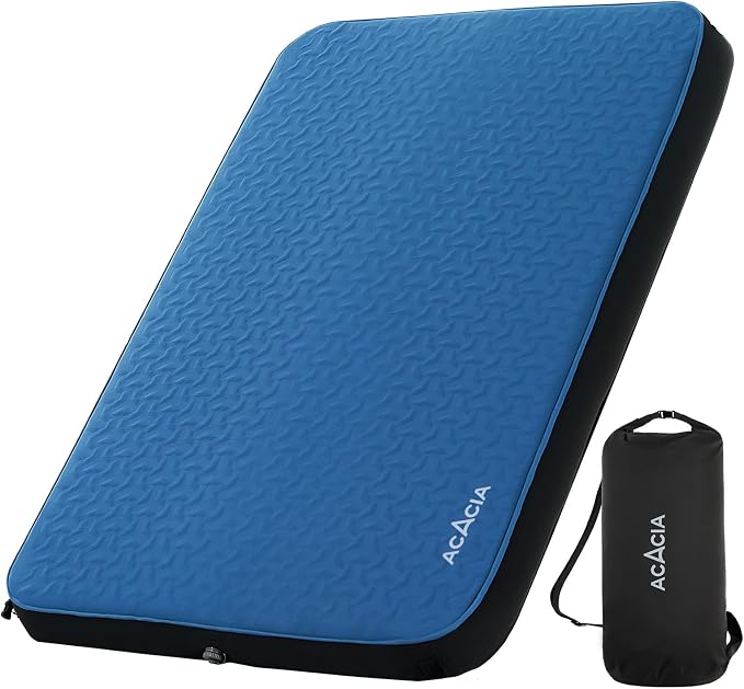 Acacia 4" Thick Self Inflating Sleeping Pad with Foam, Innovative Y-Shaped Telescopic Structure, Ultraportable Camping Air Mattress with Pump Sack, Easy Roll Up Sleep Bed for Travel Tent Car