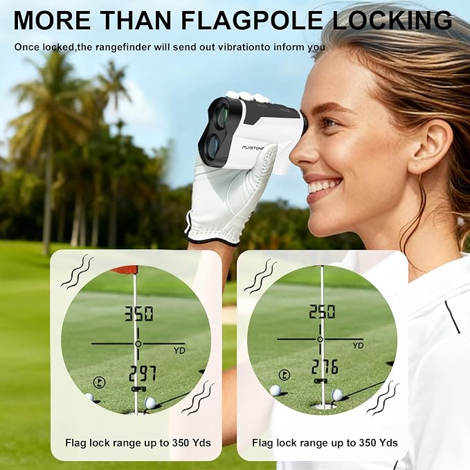 Precision Laser Rangefinder for Golf & Hunting, 800/1000/1300 m Range, 6X Magnification, Flagstick Locking with Flash Prompt, Slope Compensation & Angle Measurement, 0.3s Fast Measurement