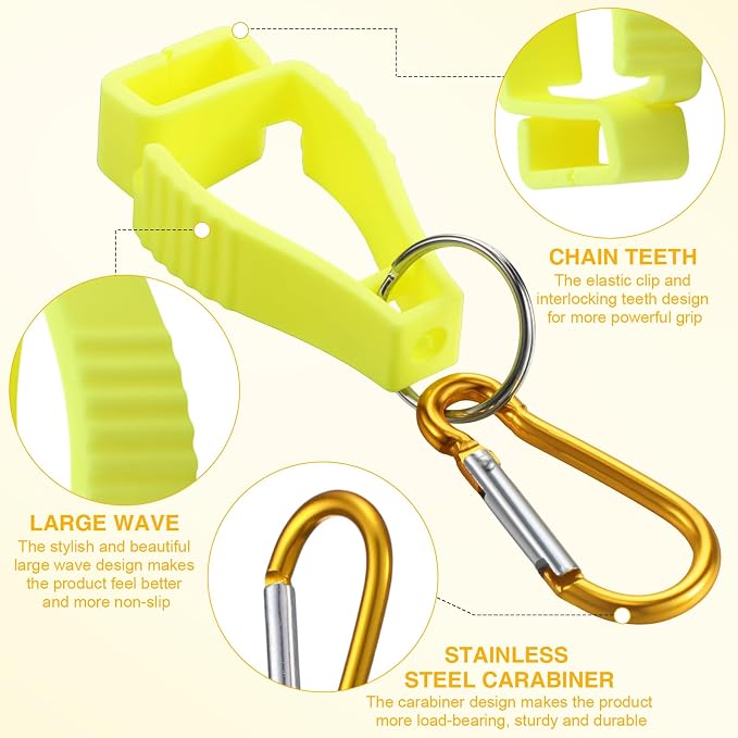 Leinuosen 18 Pcs Yellow Glove Holder Clips Bulk for Work Large Glove Holder Clips Safety Gloves Keepers for Worker Construction Tool Belts Hard Hats