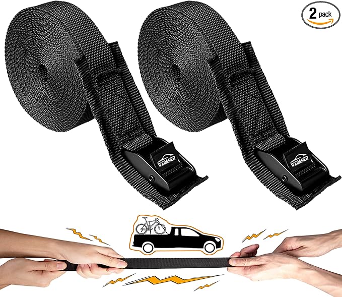 WEDAMER 2 Pack Kayak Tie Down Straps 8ft Heavy Duty Cam Buckle Tie Downs Adjustable Kayak Strap for Trucks Motorcycles Boat RV - Ratchet Lashing Straps for Roof Rack Trailer Cargo Securement (1"x8ft)