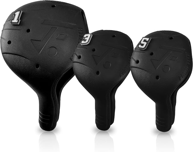 Snap-On Golf Club Covers for Right-Handed Golf Clubs, Easy On Off in 1 Second, Fits 460cc Drivers, Washable EVA Plastic with Shaft Lock, DIY Pins for Customization