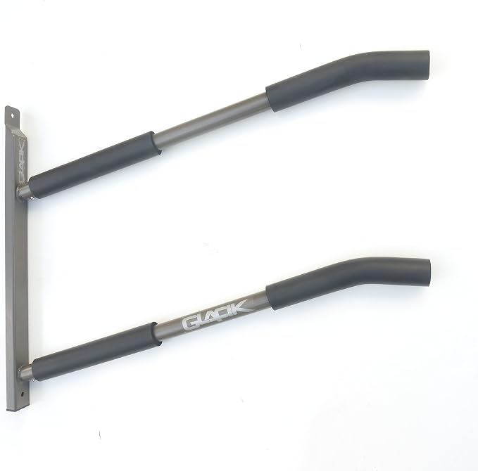 Glacik Wall Mount Storage Rack for SUPs, by Sparehand Paddlesports - Skateboard Wall Mount and Surfboard Rack for Garage Organization - Indoor and Outdoor Wall Hanger Rack